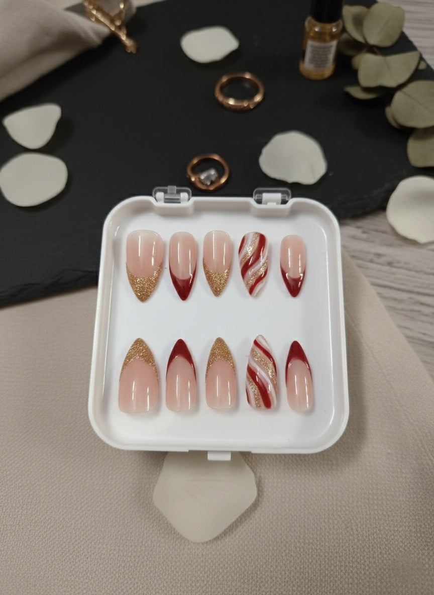Pink & Gold Blush Elegance Press-On Nail Set Accezia™