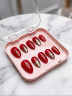 Accezia Red & Gold Luxe Press-On Nails with Application Kit | Reusable Salon-Quality Almond Nails for Women Accezia™