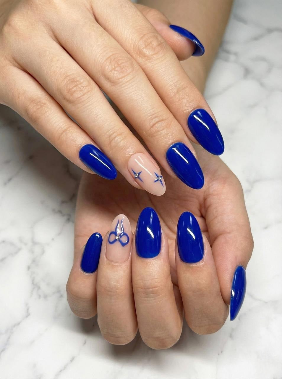 Accezia Royal Blue - Medium Almond | Reusable Luxury Press On Nails With Application Kit Accezia™