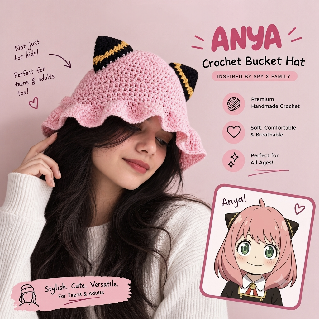 Anya's Bucket crochet hat