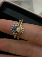 Stainless shining sun moon Ring Accezia