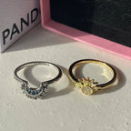 Stainless shining sun moon Ring Accezia