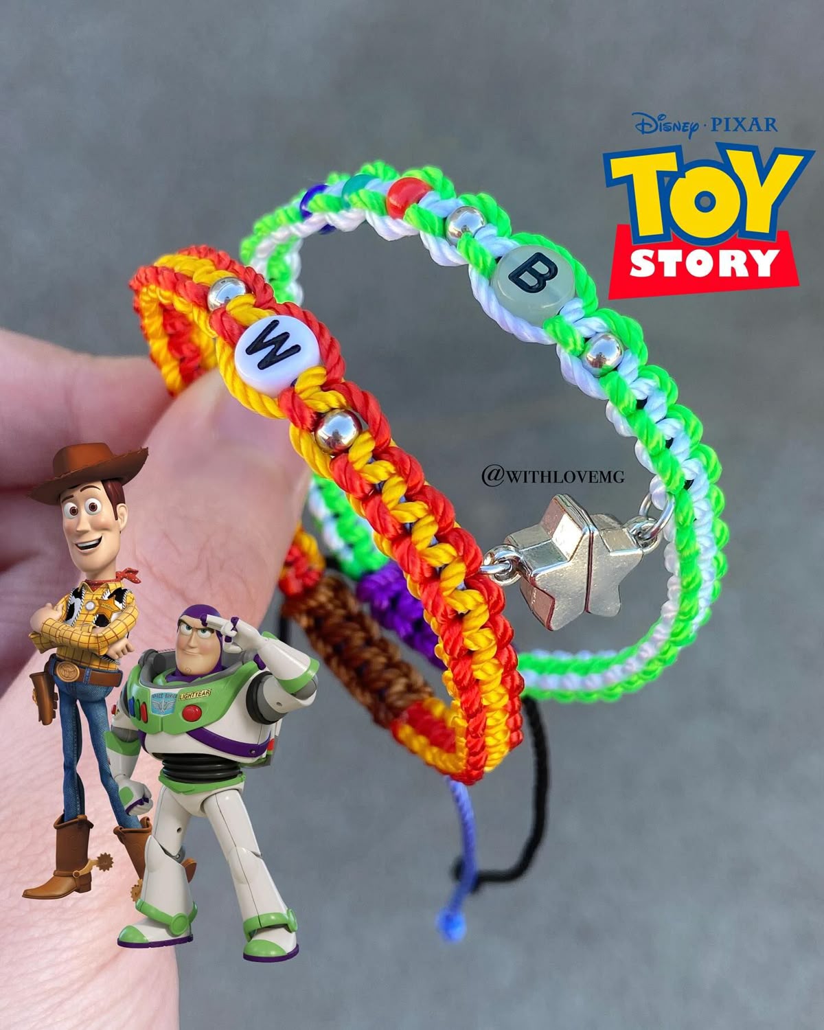Woody x buzz customizable thread bracelet
