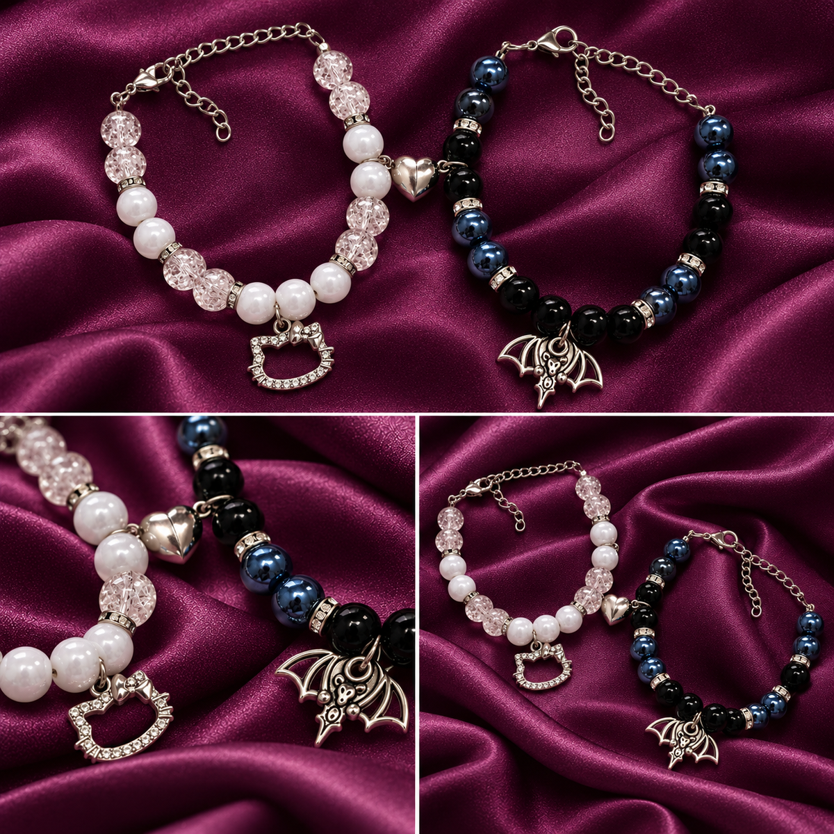 Hello kitty x batman (black edition) matching bracelet