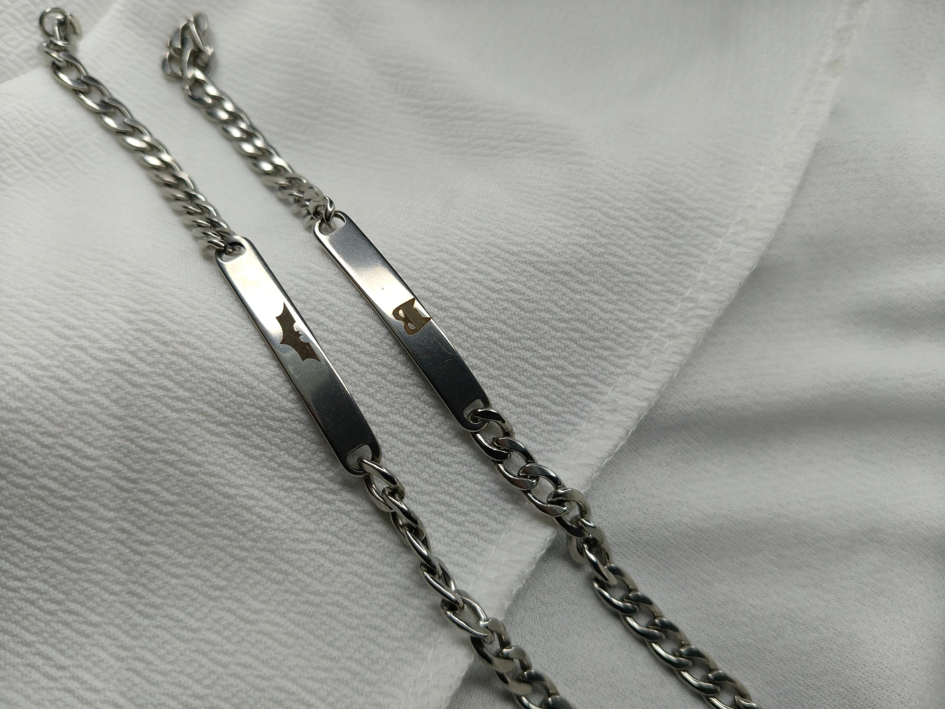 Stainless steel Cat woman X Bat Couple Bracelets Accezia